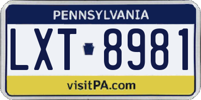 PA license plate LXT8981