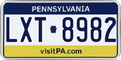 PA license plate LXT8982
