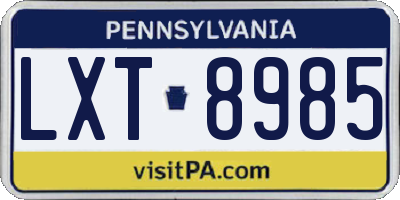 PA license plate LXT8985