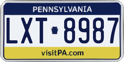 PA license plate LXT8987