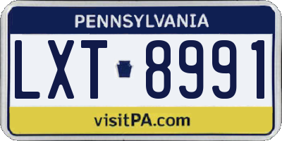 PA license plate LXT8991
