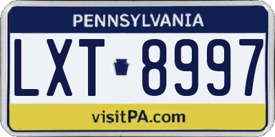 PA license plate LXT8997