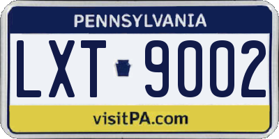 PA license plate LXT9002