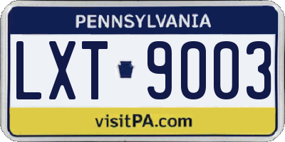 PA license plate LXT9003