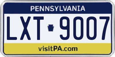 PA license plate LXT9007