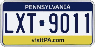 PA license plate LXT9011