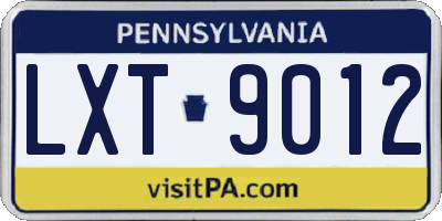 PA license plate LXT9012