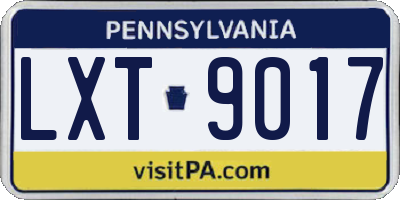 PA license plate LXT9017