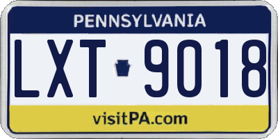 PA license plate LXT9018