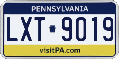 PA license plate LXT9019