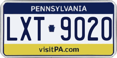 PA license plate LXT9020