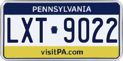 PA license plate LXT9022