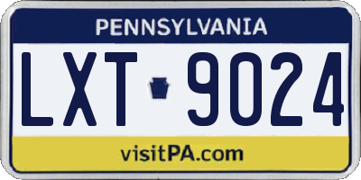 PA license plate LXT9024