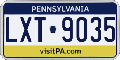 PA license plate LXT9035