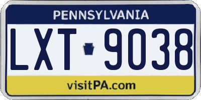 PA license plate LXT9038