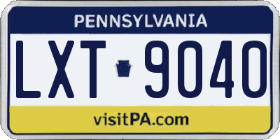 PA license plate LXT9040