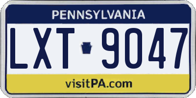 PA license plate LXT9047