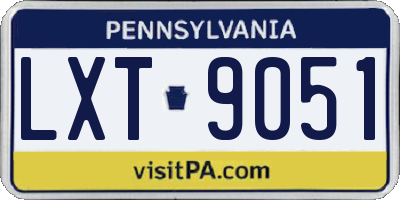 PA license plate LXT9051