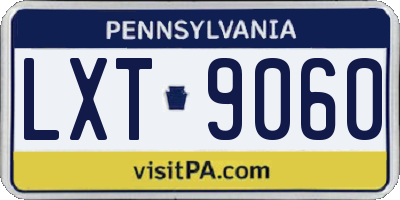 PA license plate LXT9060