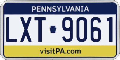 PA license plate LXT9061
