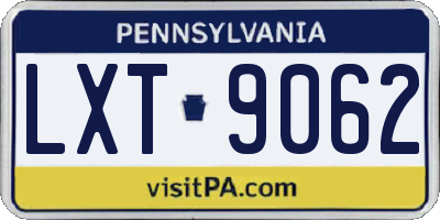 PA license plate LXT9062