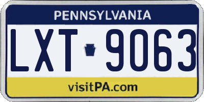 PA license plate LXT9063