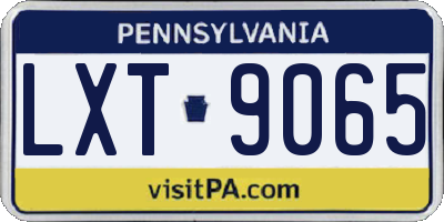 PA license plate LXT9065