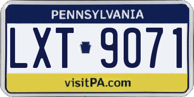 PA license plate LXT9071