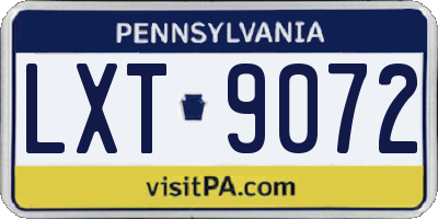 PA license plate LXT9072