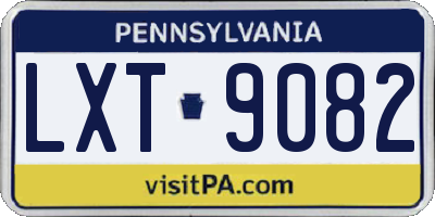 PA license plate LXT9082