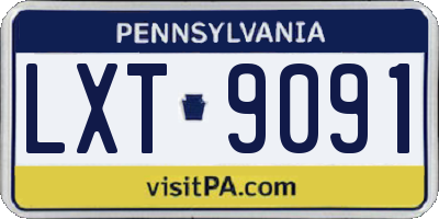PA license plate LXT9091