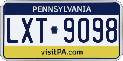 PA license plate LXT9098