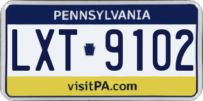PA license plate LXT9102