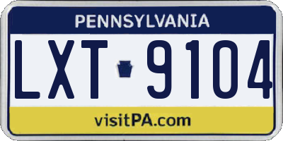 PA license plate LXT9104