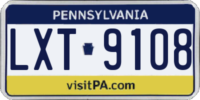 PA license plate LXT9108