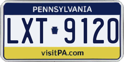 PA license plate LXT9120