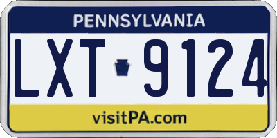 PA license plate LXT9124