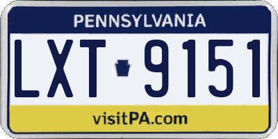 PA license plate LXT9151