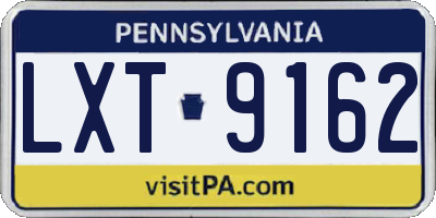 PA license plate LXT9162