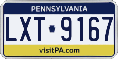 PA license plate LXT9167