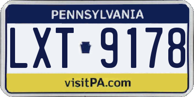 PA license plate LXT9178