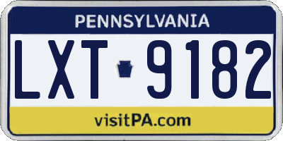 PA license plate LXT9182