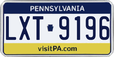 PA license plate LXT9196