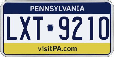 PA license plate LXT9210