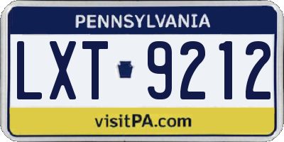 PA license plate LXT9212