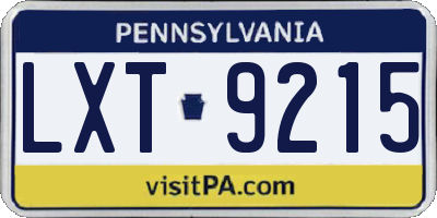 PA license plate LXT9215
