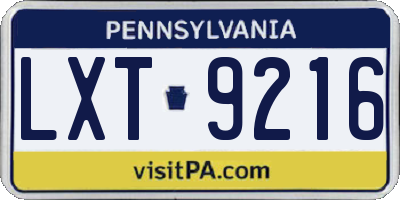 PA license plate LXT9216