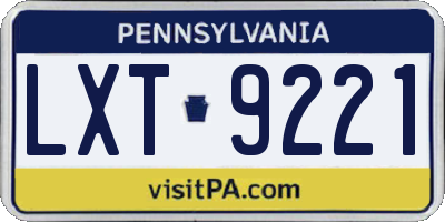 PA license plate LXT9221