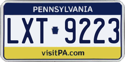 PA license plate LXT9223