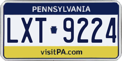 PA license plate LXT9224
